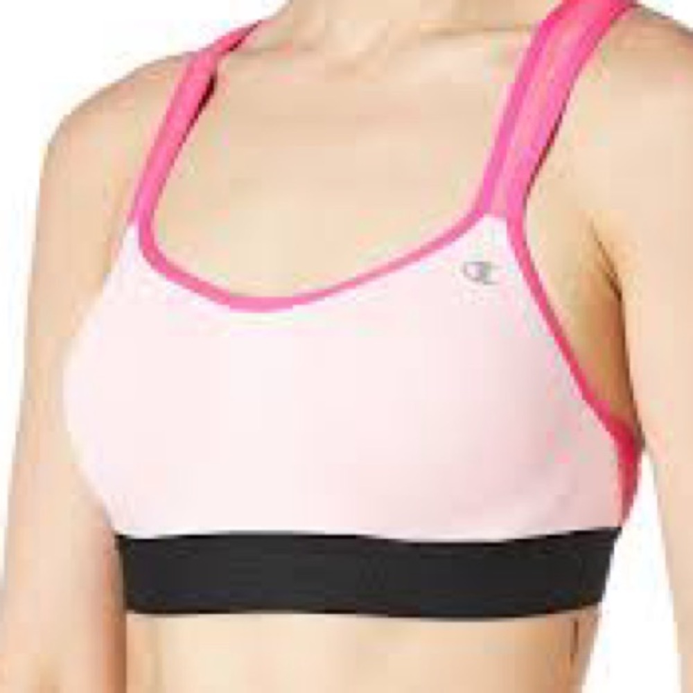 Champions Wired Sports Bra | Sz 38D | Light Pink & Neon Pink | Eye and Hook